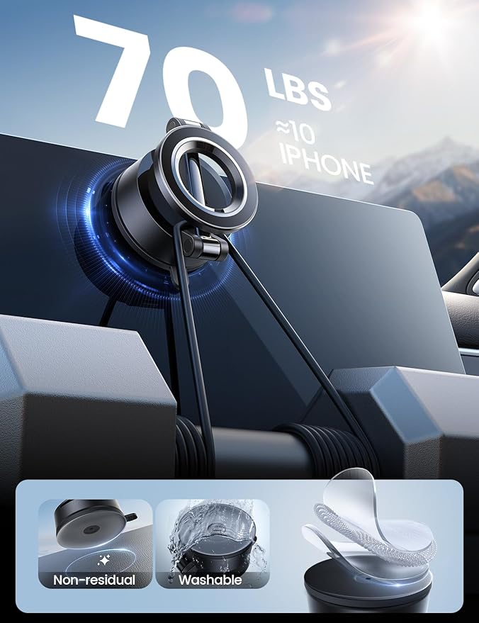 Lamicall for Magsafe Car Mount [70LBS Strongest Suction & Ultra Magnets] Phone Holders for Your Car, 360° Adjustable Suction Cup Phone Mount for Dashboard & Windshield Truck fit iPhone 17 Smartphone
