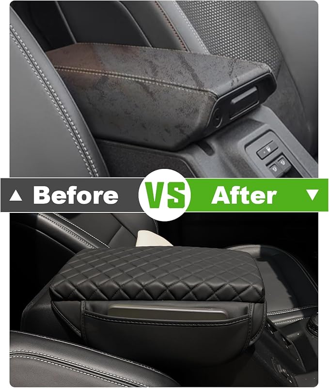 for Bronco Center Console Armrest Cover 2026 2025 2024 2023 2022 2021 Bronco Accessories Black with Pockets Upgrade Arm Rest Pad Console Cushion Lid