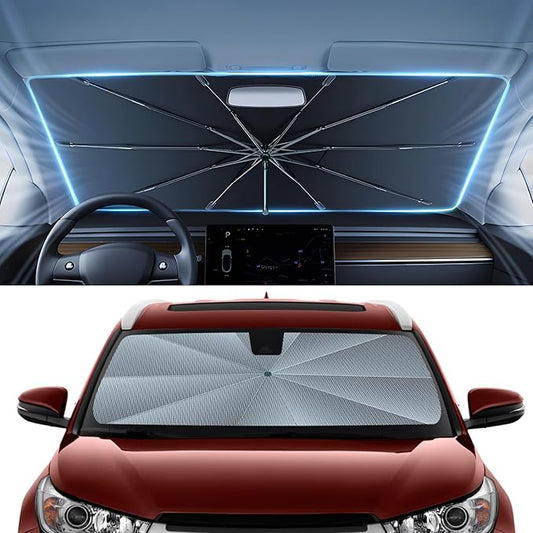 Autorder Windshield Sun Shade Umbrella for 2014-2019 Toyota Highlander Accessories,Upgraded Ice Crystal Material,Easy Setup Umbrella Sunshade for Car Windshield,100% Sun Blocking