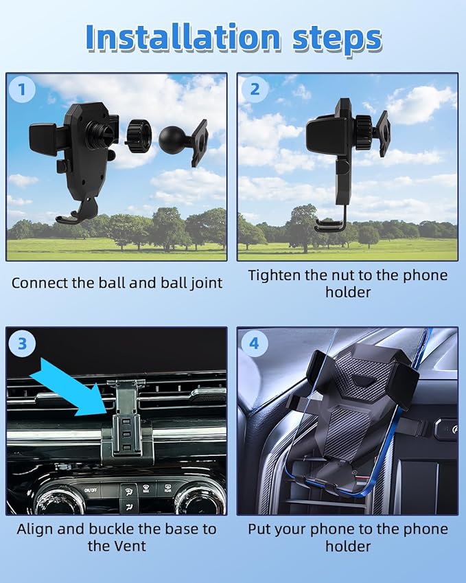 PZK Car Phone Mount for Chevrolet Chevy Trax 2024 2025 Accessories Accessories Custom Air Vent Chevy Car Phone Holder Auto Lock Hands Free 360° Rotation Cell Phone Automobile Phone Cradles