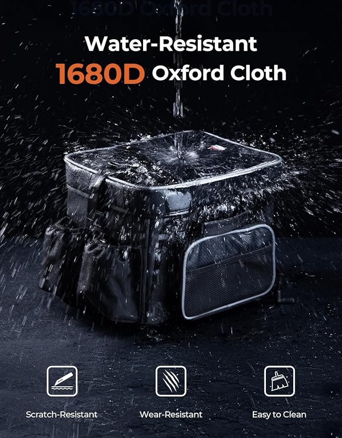 KEMIMOTO UTV Center Console Bench Seat Box, 1680D Oxford Cloth Water Resistant 18L Seat Storage Bag Armrest Storage Box Tool Organizer, Compatible with Polaris Ranger Can-Am Defender CFMOTO Uforce