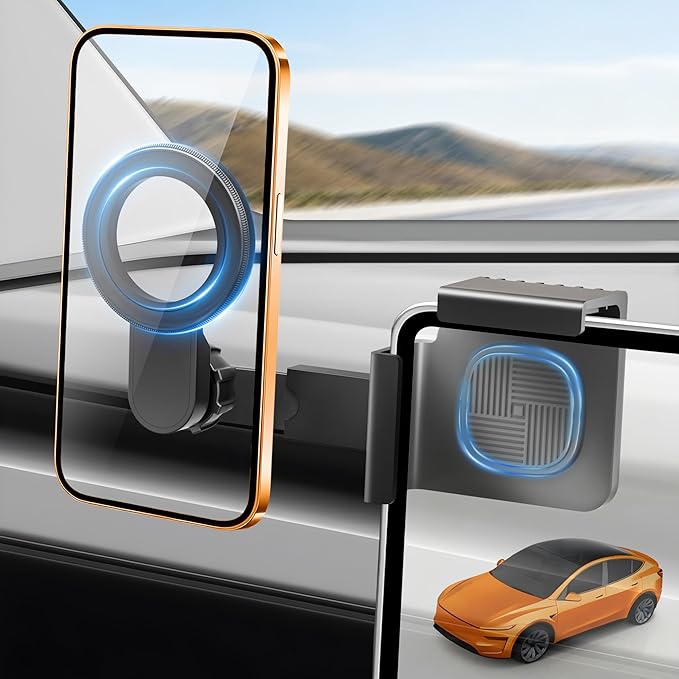 for Tesla Phone Mount【Strongest Magnet Power】 for Tesla Model Y & Model 3 Accessories Magsafe Car Mount Magnetic Phone Holder Compatible with iPhone 17 16 15 14 13 Plus Pro Max Series Black