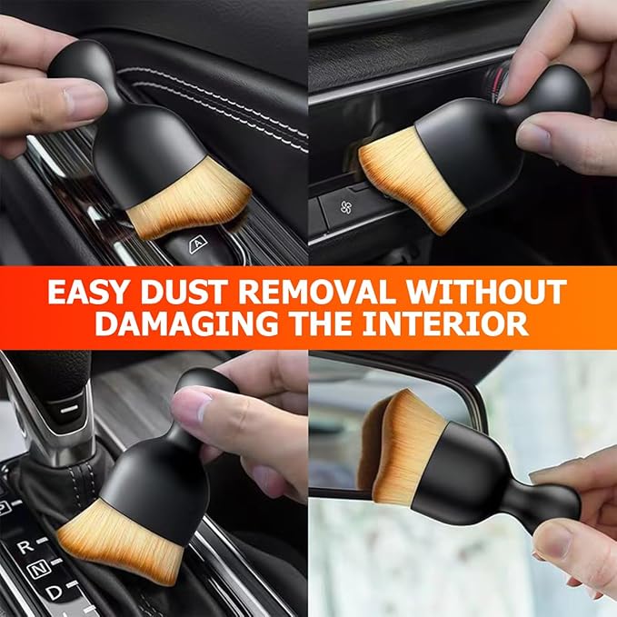Blilo Car Interior Detailing Brush with Dust Cover, Auto Soft Hair Cleaning Brushes, Scratch Free Curved Dirt Collectors, for Vehicle Dashboard Air Conditioner Vents Leather(White/Purple)