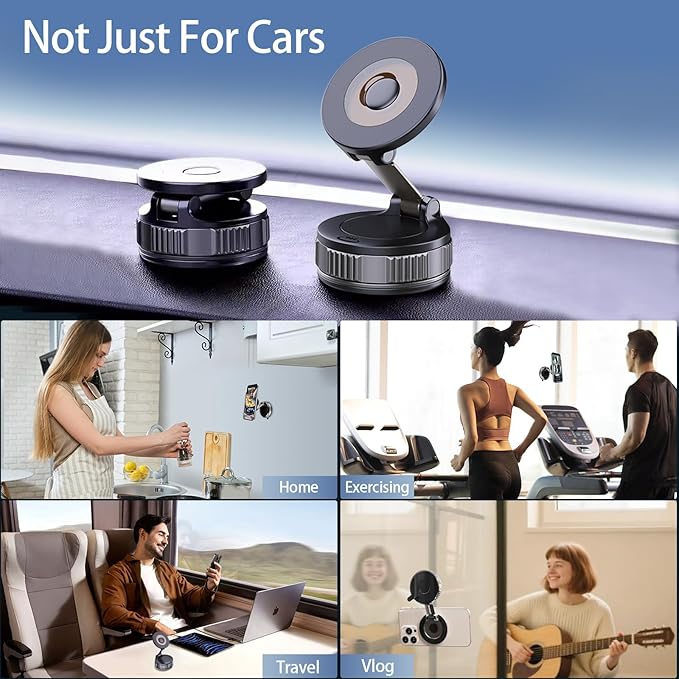 2026 Upgraded Vacuum Magnetic Car Phone Holder, 360° Adjustable Vacuum Ultra Suction Vacuum Car Phone Mount Phone Holders for Your Car/Gym/Mirror for iPhone 16 Pro Max 15 14 13 12 Plus