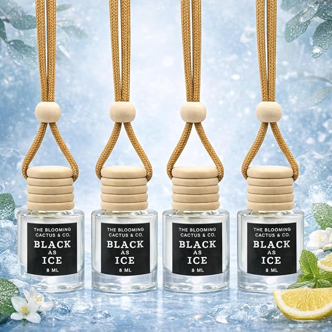 4 Pack Air fresheners | Long lasting car air fresheners, Hand-made in USA | Small room diffuser | Small Business Woman Owned. (8 ml Black Ice (Type) set of 4)