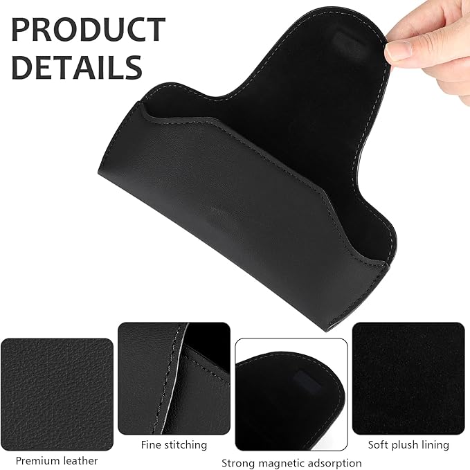 Accmor Sunglasses Holder for Car Sun Visor, Vehicle Sun Visor Sunglass Holders Glasses Case with Magnetic Closure, Universal Leather Auto Eyeglasses Organizer Car Accessories, No Obstruction of Vision
