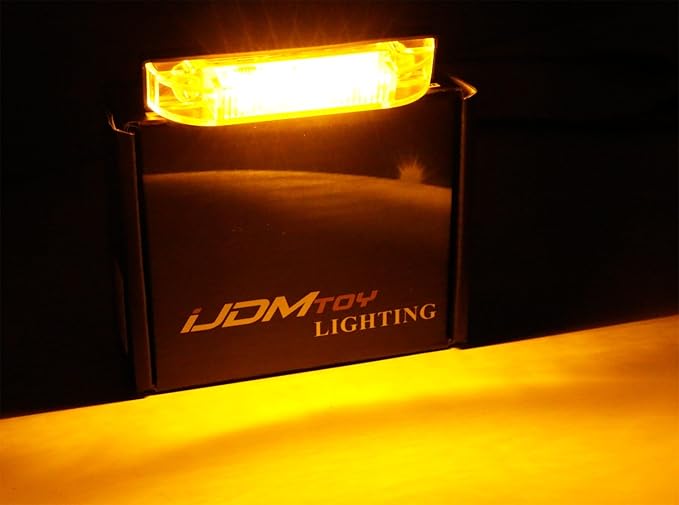 iJDMTOY Smoked Lens Amber LED Grille Lights Kit Compatible with 2014-2021 Toyota Tundra, Center Set 3-Piece Marker Lamps w/Wiring & Hardware