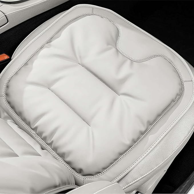 Car Seat Cushion, 2025 New Skin-Friendly Leather Seat Cushions, Skin-Friendly Leather Seat Cushions, Front Bottom and Rear Seat Cushions for Auto Office (White 1set)