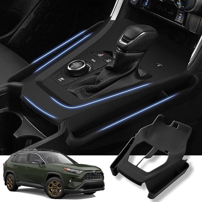 Autorder Silicone Center Console Organizer for 2019-2026 Toyota RAV4 Accessories Seat Gap Storage Box Soft Gear Shift Panel Trim Cover
