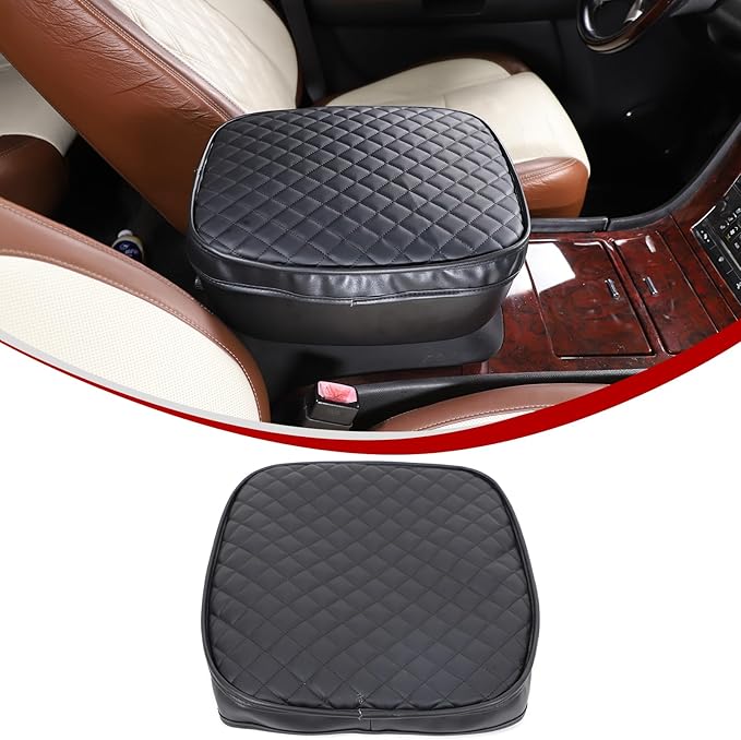 Center Console Armrest Seat Box Cover Compatible with Cadillac Escalade 2007-2014, Cushion Lid Protector Pad Anti-Scratch Interior Accessories (2007-2014 Black)