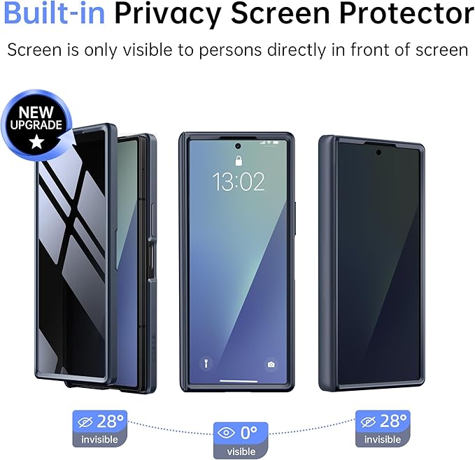 MOBOSI Magnetic for Z Fold 7 Case with Privacy Screen Protector, Samsung Galaxy Z Fold7 Cover[Compatible with Magsafe & Full Body Hinge Protection] Shockproof Phone Cases for zfold 7, Black