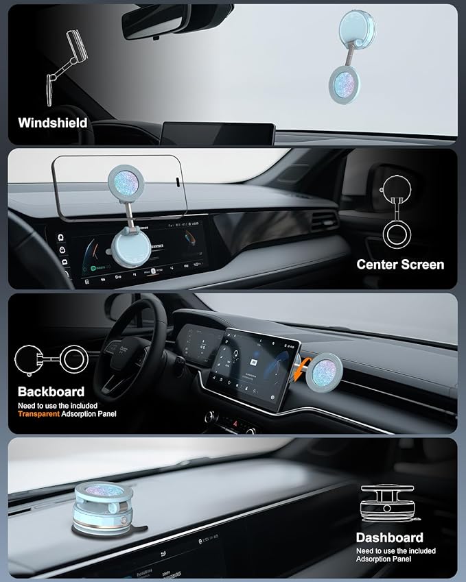 2026 Gen-3 Magnetic Phone Holder for MagSafe Car Mount,360° Adjustable Vacuum Suction Phone Mount for Car/Mirror/Home/Travel,Suction Cup Mount for iPhone 17/16/15/14/13/12/Android (Blue)