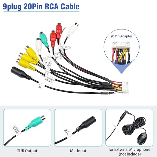 Radio Wiring Harness Kit 16Pin ISO Android Car Stereo Wire Harness with Butt Connectors 10Pin 20Pin RCA Adapter GPS Antenna Cable 4Pin/6Pin USB Cord