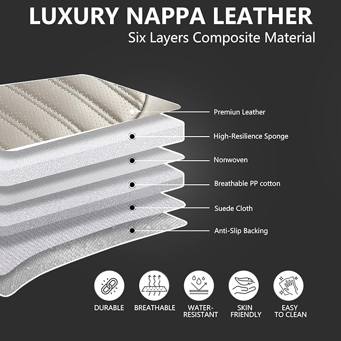 Car Seat Covers for Genesis GV70 2022-2025 2026, Full Set Premium Nappa Leather Waterproof Breathable Anti-Slip Airbag Compatible Car Seats Protector, Soft Car Interior Seats Cover (Beige)