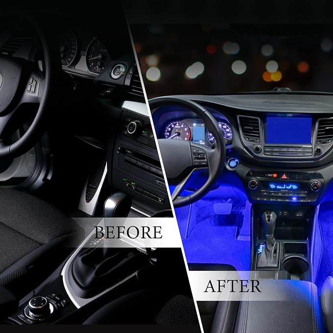 VAIS Technology Interior LED Car Lights with App & CarPlay Control and RGB Color Change - Fiber Optics Based Design, 6 Light Outputs, Waterproof and 3-Year Warranty