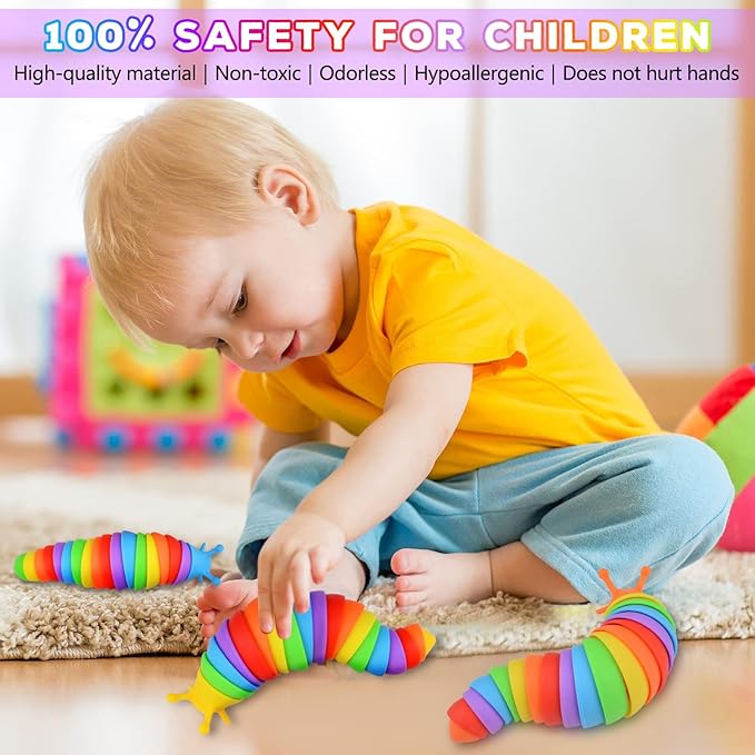 Cevioce Fidget Slug Toy, Sensory Slug Fidget Toys for Kids & Adults, 3Pcs Autism Sensory Toys for Autistic Children Toddlers，Asmr Toys-3 4 5 6 7 8+ Year Old Girl Boy Birthday Gifts