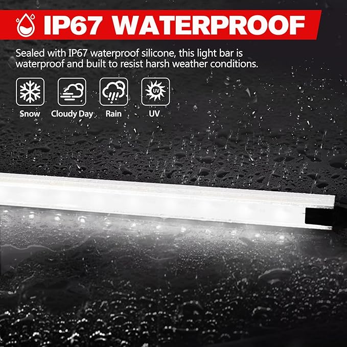 FIERYRED 12V Interior Light Bar Kit, Dimmable Camping Lights, Weatherproof IP67, Aluminum Magnetic Mount with Dimmer Switch, Portable Lights for Camping Tent Awning RV Car Trailer Boat (4 Pcs, White)