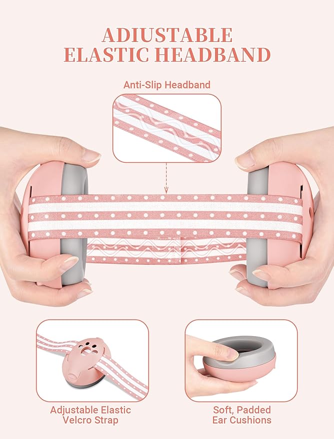 Baby Headphones for Noise, 2-in-1 Baby Ear Muffs Noise Protection for Ages 0-48 Months