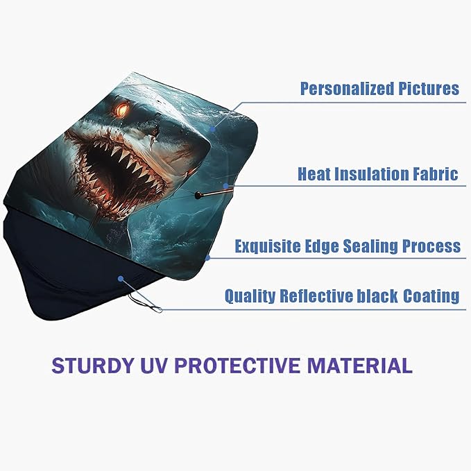 Big Fish Car Windshield Sun Shade Foldable Sunshade Front Window Cover Sun Visor Protector Accessories (59x27.5 inches)