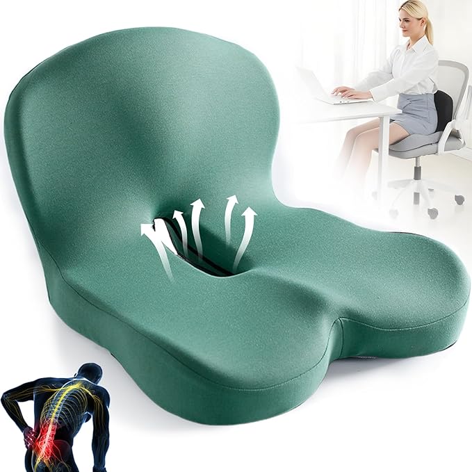 Back and Seat Cushion,Truck Seat Cushion for Long Driving,Ergonomic Non Slip Memory Foam Seat Skin with Back Support,L-Shaped Lumbar Support,Breathable & Machine-Washable,for Car,Office,Home