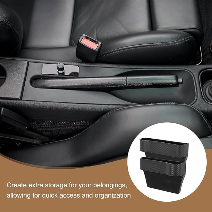 HARFINGTON Car Seat Gap Filler Organizer 10.2 x 6.5 x 2.8 Inch PP Universal Car Organizer Storage Box Between Seat and Console (Left) with Cup Holders for Phone Sunglasses Keys, Black