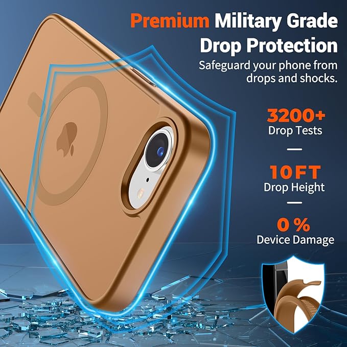 SUPFINE Magnetic for iPhone 17e Case/iPhone 16e Case (Compatible with MagSafe)(Military Grade Drop Protection) Slim Translucent Matte Shockproof with Anti-Fingerprint Phone Case,Brown