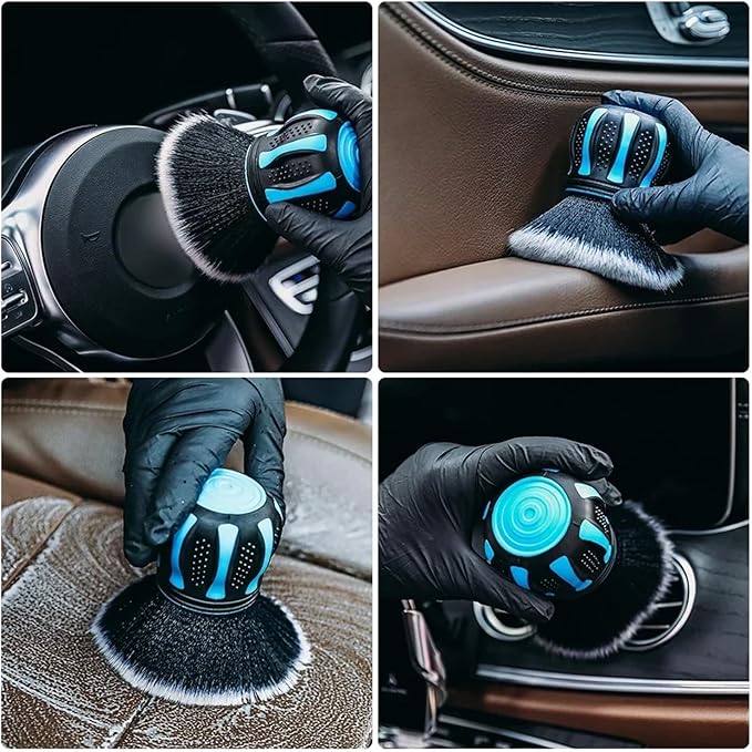 Compatible for 1PC Car Detailing Brushes Automobile Interior Soft Bristles Brush Air Vent Dust Cleaner Dusting Tool Cleaning(RED Wheel Brush)