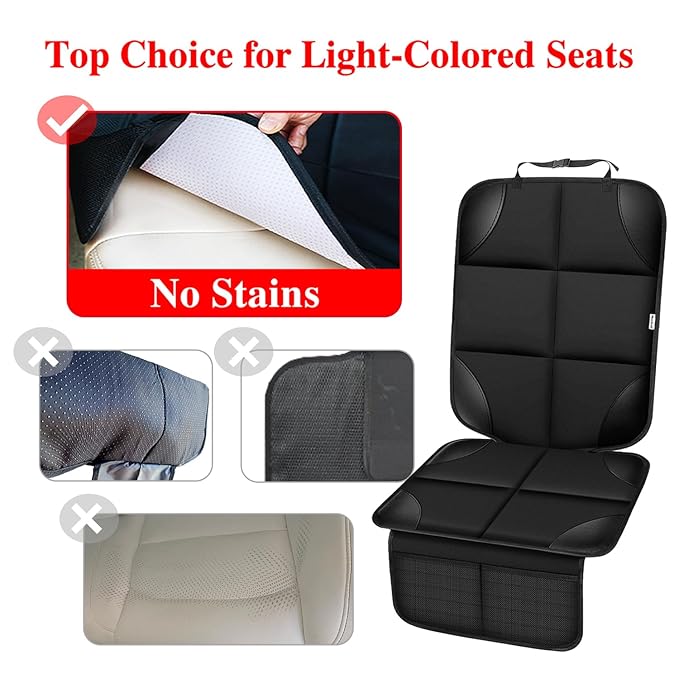 Meolsaek Car Seat Protector for Child Car Seat, Durable 600D Fabric Waterproof Car Seat Cover with Thick Pad Non-Slip Backing，No Imprints (Black 2pcs)