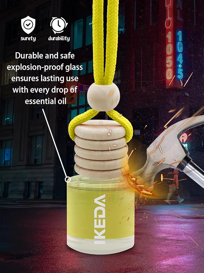 Ikeda Car Air Freshener: Hanging Car Smell Air Freshener | 10ml Hanging Car Perfume | Long Lasting Fragrance | Strong Scents Diffuser for Auto Home (Pineapple|Circular)