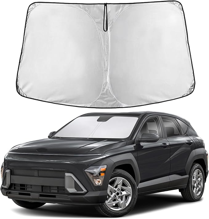 EcoNour Windshield Sunshade Compatible for Hyundai Kona 2024 2025 2026, Sun Visor for Front Windshield & Window Sun Shade Cover, UV Heat Blocker & Protector, Car Accessories