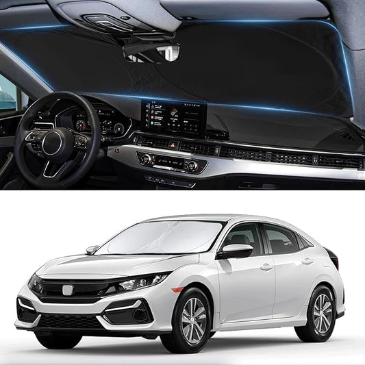 Custom Fit Civic Windshield Sunshade for 2016-2021 Honda Civic Accessories Front Window Shades Cover for Windshield Sun Visor Screen Protector 210T Reflective Blocks UV Rays Heat Damage Keep Cool