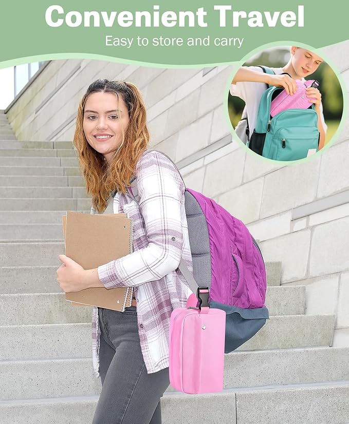 Small Insulated Snack Bag Lunch Bag for Kids Lunch Box for Women/Men, Collapsible [3L/5-Can] Reusable Lunch Bag Cooler Bag for Bottle with Handle Buckle for Work/School/Travel,Pink