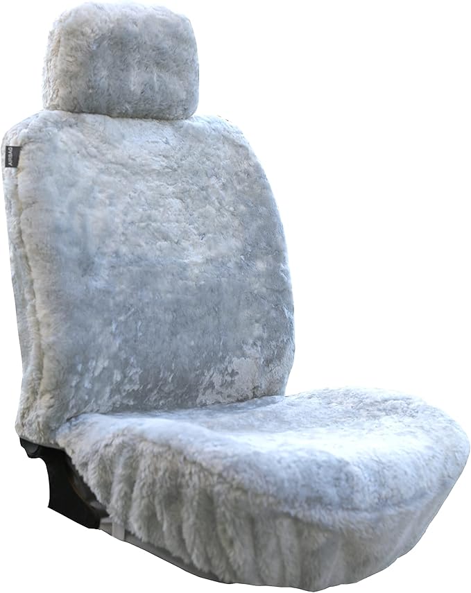 SHEEPSKIN ELITE Premium Sheepskin Car Seat Cover - All Season Comfort and Protection, Easy Installation (56" x 23", Light Gray Color)