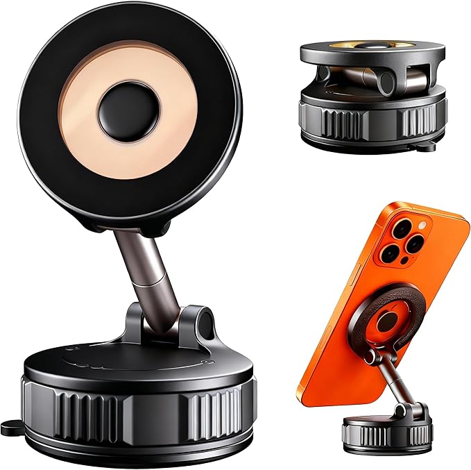 RayLink for MagSafe 360° Adjustable Car Phone Holder, [120LB Suction Cup & 2800gf Force] for Magnetic Phone, One-Hand Release Mount for iPhone 17/16/15/14/13/12