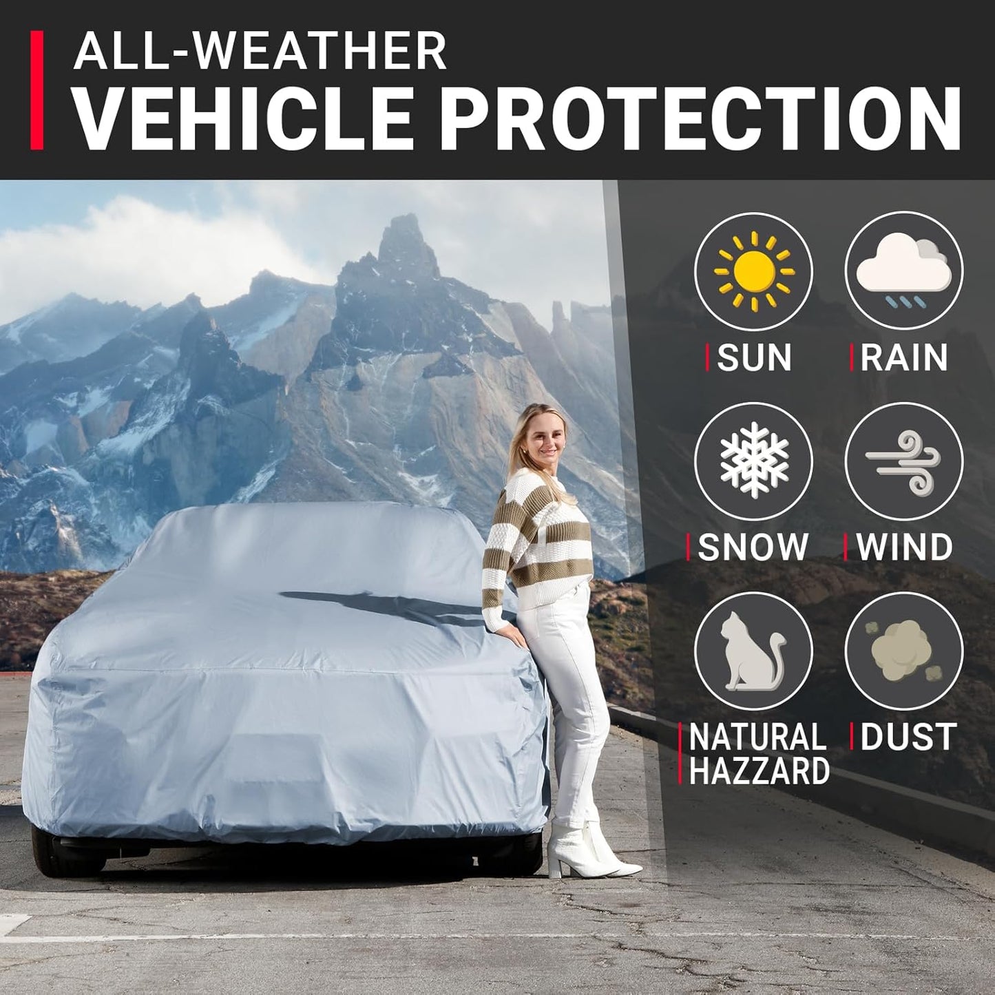 iCarCover Premium Car Cover for 1959-1970 Chevy Bel Air Wagon Heavy Duty Waterproof All-Weather Automobiles Custom Fit Indoor Outdoor UV Snow Protection Covers with Straps and Bag
