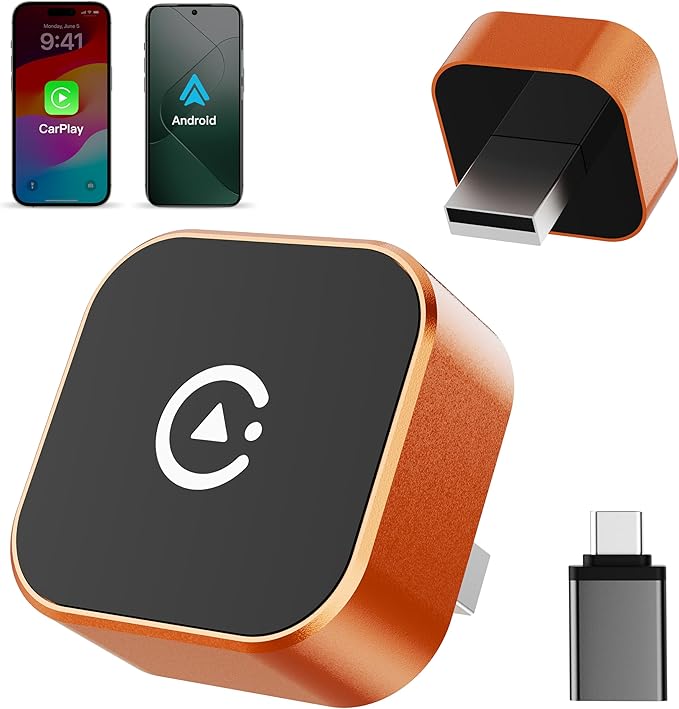 2026 2-in-1 Wired to Wireless CarPlay Android Auto Adapter, USB/Type-C Plug & Play Car Dongle, Fast Auto Connect & Stable Signal for Apple iPhone & Android