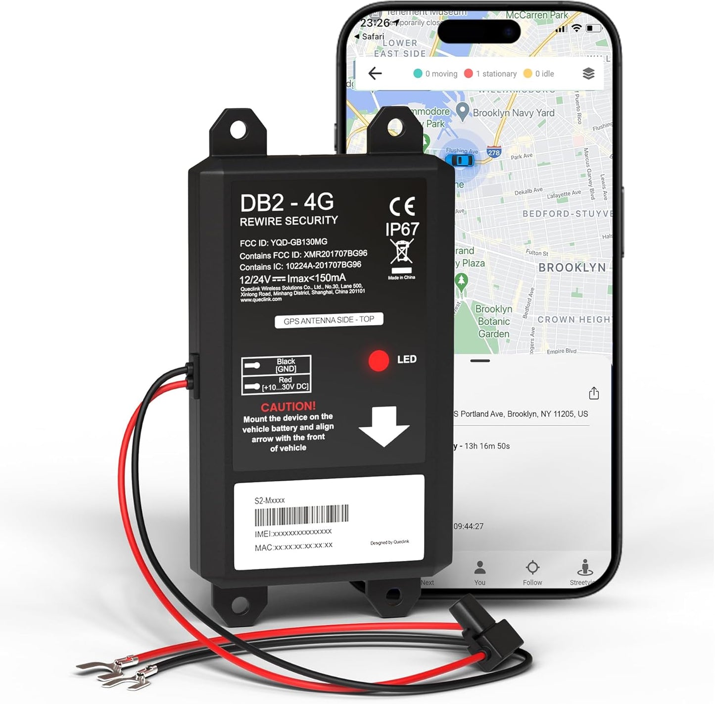 REWIRE SECURITY DB2 Wired GPS Tracker for Vehicles | Easy Installation on 8V–32V Batteries | Fits with Car, Truck, Trailer, RV, Van, Boat & Motorbike | Live Tracking | Low Cost Subscription Plans