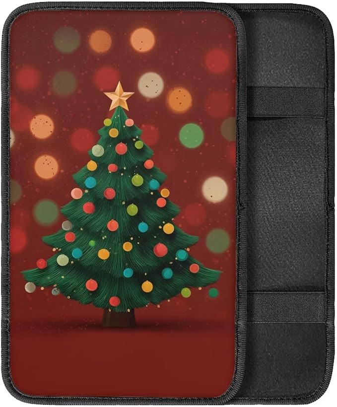 Christmas Tree Car Center Console Cover Armrest Pad Cover Universal Car Arm Rest Seat Storage Box Mat Non Slip Interior Accessories