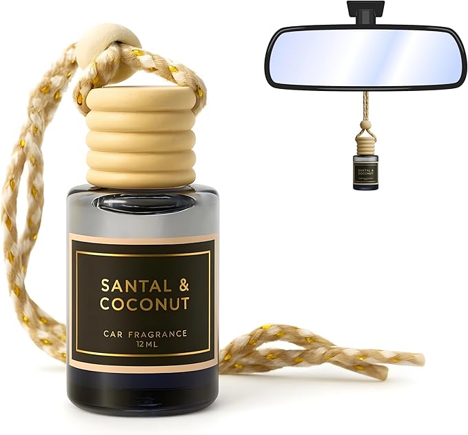 Santal & Coconut - A Fragrant Whisper of Opulent Tropical Serenity! - Luxury Car Hanging Diffuser - Long Lasting Car Freshener - Lasts up to 60 days | A+ Scents