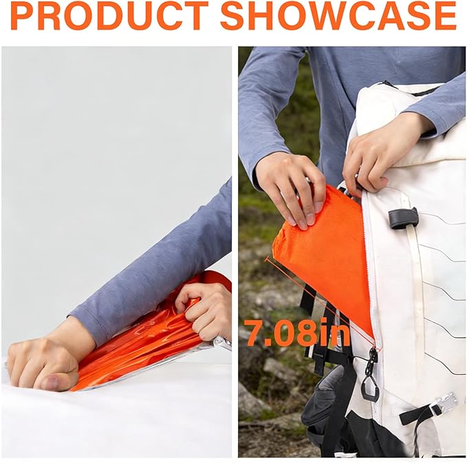Sleeping Bag, Terrashell Blanket, Emergency Sleeping Bag, Waterproof, Compact Lightweight, Extra Thick, Heat Blanket Survival for Survival Kit Car Camping Gear Hiking Go (65μm) (2PCS)