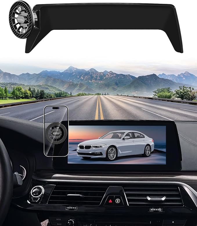 Car Phone Holder for BMW 5 Series M5 2017 2018 2019 2020 Accessories 10.25-Inch Screen Fixed Clip, Automobile Cradles Magnetic Phone Mount Compatible with MagSafe, Strong Magnets Cell Phone Base