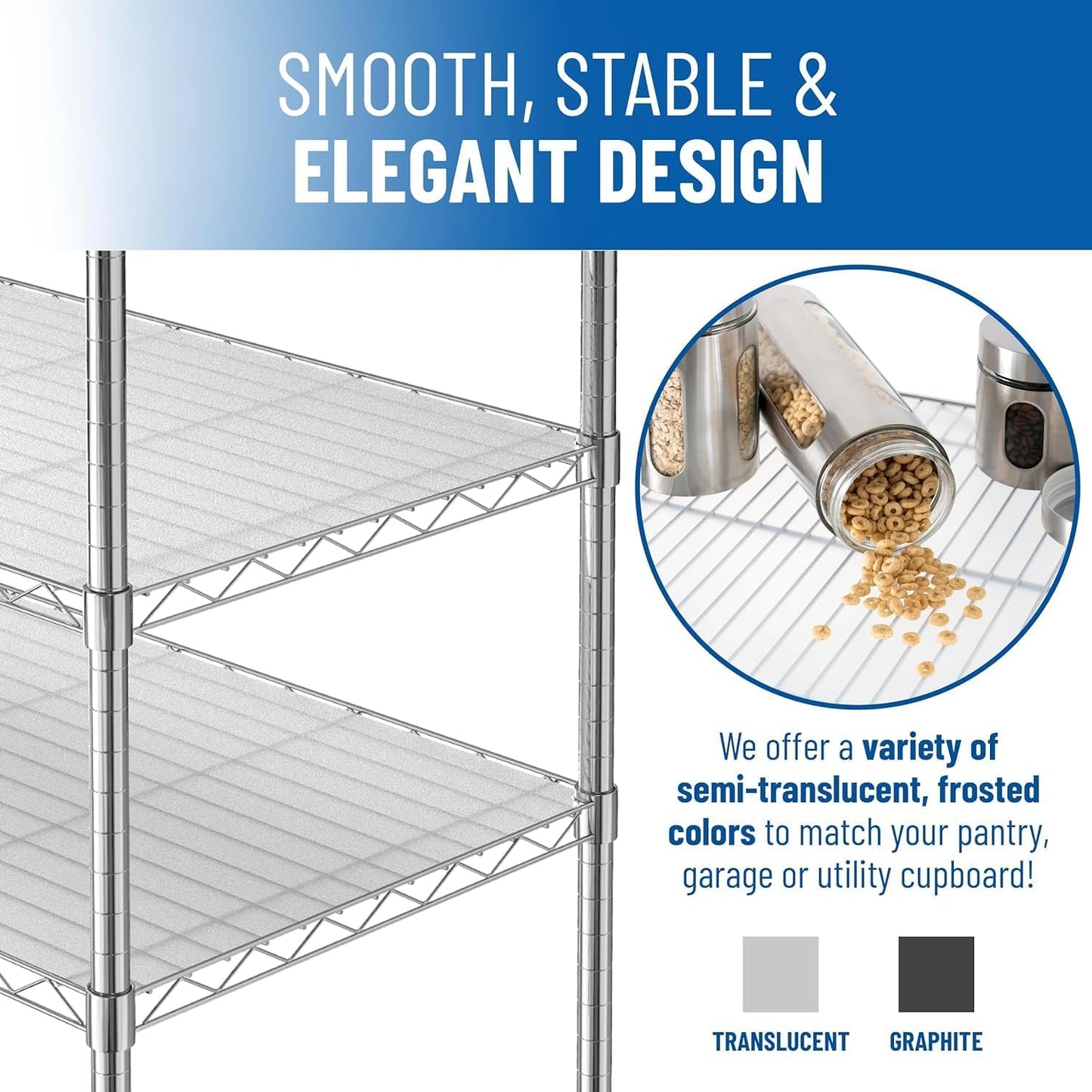 Shelf Liners for Wire Shelf System: Set of 5 in Clear: 24 x 60 inch: Plastic Wire Shelving Shelf Mats