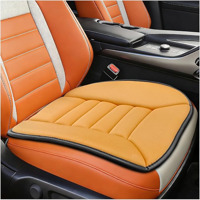 Craedli Car Seat Cushion Pad, Memory Foam Automotive Seats Cushion with Non-Slip Silicone Bottom, Comfort Breathable Pain Relief Vehicle Seat Protector for Home and Office Chairs (Orange)