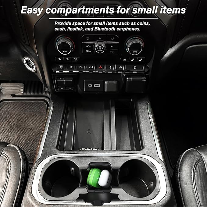 JKCOVER Center Console Coin Box Organizer Compatible with 2019-2022 Silverado/Sierra 1500 and 2020-2023 Silverado/Sierra 2500HD 3500HD Accessories (Full Console w/Bucket Seats Only)