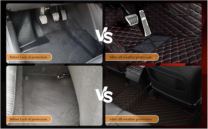 Yaruicar Custom Personalized Floor Mats for Cars Luxury Full Coverage All Car Floor Mats Anti-Slip Leather Car Mat Set Trucks & SUVs Trucks Automotive Floor Mats Liners (White)