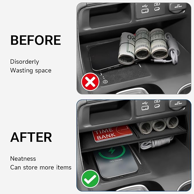 YOJOJOCO Center Console Tray Organizer Compatible with Honda 2023 2024 2025 2026 Pilot ＆ 2026 Passport Accessories Black ABS Plastic Material Insert Tray Pallet Storage