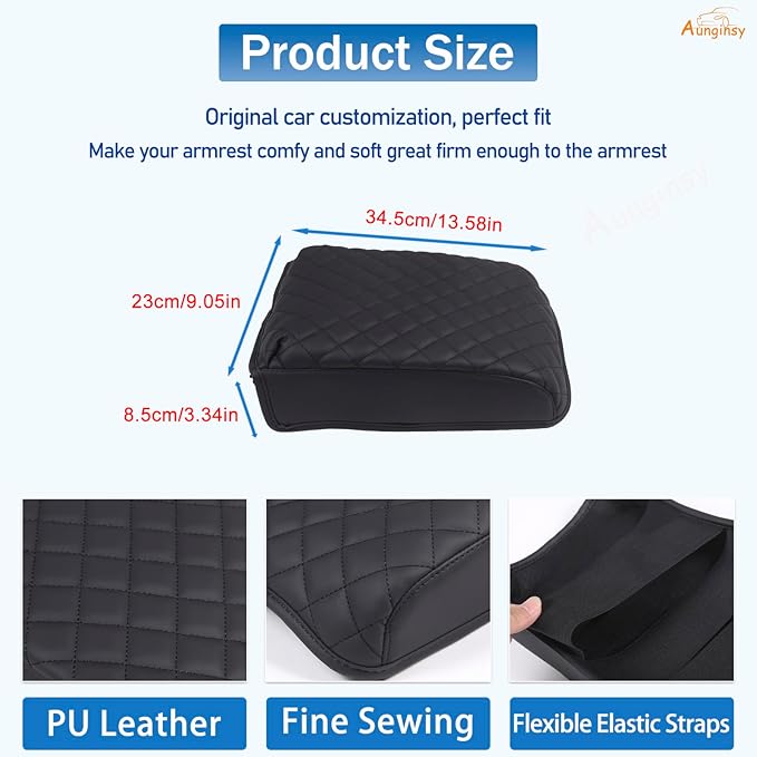 Aunginsy Car Leather Center Console Protector Cover Compatible with Kia Telluride 2020-2026 Center Console Armrest Seat Box Cover Cushion Lid Protector Pad Waterproof Anti-Scratch Interior Accessories