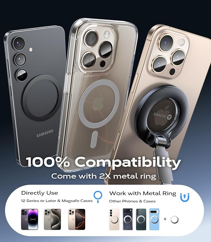 VICSEED 2026 Upgraded Car Phone Holder for Magsafe Car Mount [85 LBS Strongest Suction] Vacuum Magnetic Phone Holders for Your Car 360° Adjustable Car Phone Mount for iPhone 17 Pro Max 16 15 14 13 12