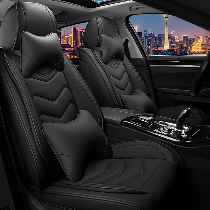 CTDS Car Seat Covers for Toyota Corolla 2000-2026, Stylish Sport Seat Cover, Premium Nappa Leather Car Seat Cover. Automobile Seat Covers Sets.(Luxury 2 Seats/Pure Black)