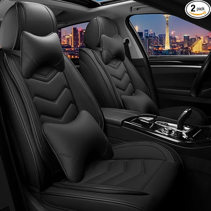 CTDS Car Seat Covers for Nissan Sentra 2000-2026, Stylish Sport Seat Cover, Premium Nappa Leather Car Seat Cover. Automobile Seat Covers Sets.(Luxury 2 Seats/Pure Black)